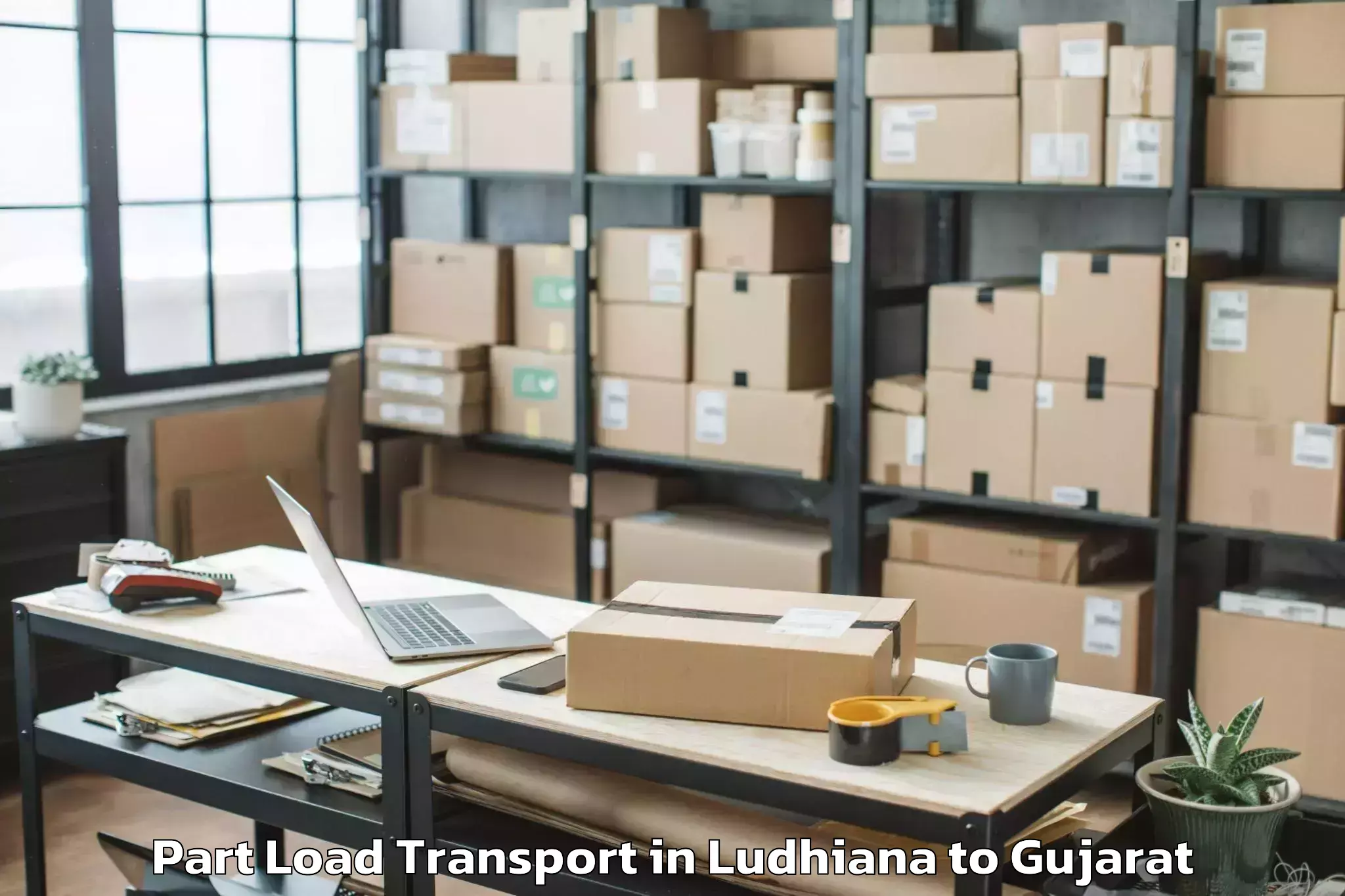 Book Ludhiana to Jamkandorna Part Load Transport Online